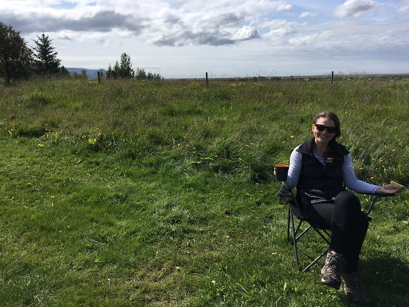 Campground coffee with Christa in Iceland