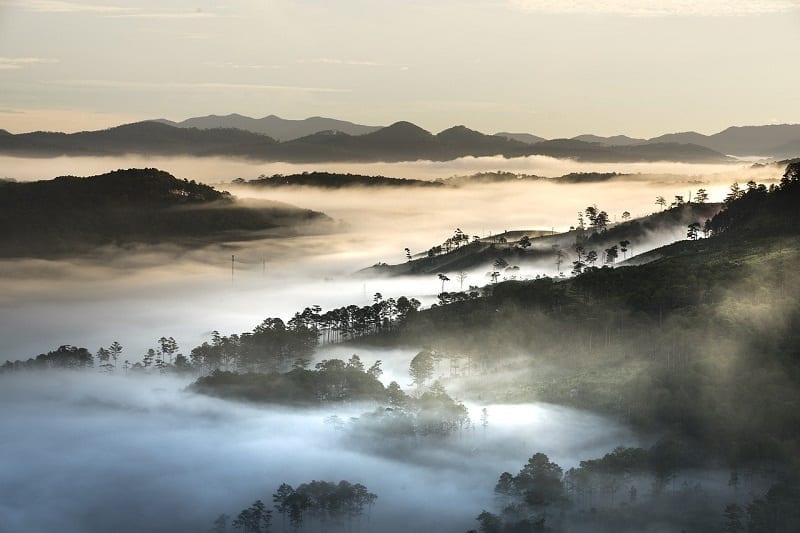 vietnam mountains in fog